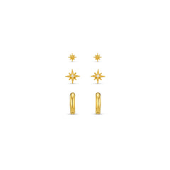 Starburst & Micro Hoop Pack - Pale Gold