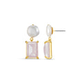 Pearl & Rose Quartz Drop Earring - Pale Gold