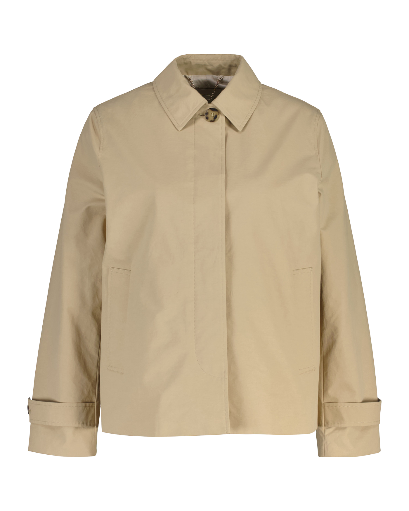 Short Cotton Blend Car Coat - Oat Beige