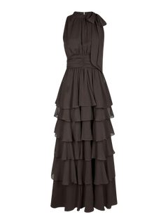 Marli Solid Chiffon Dress - Dusty Brown