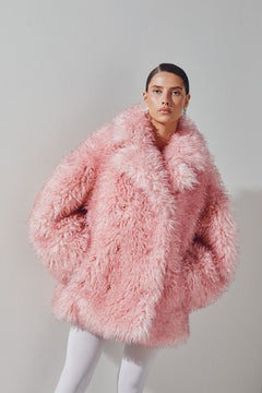 Long Pile Alternative Fur Midi Coat - Mary'S Rose