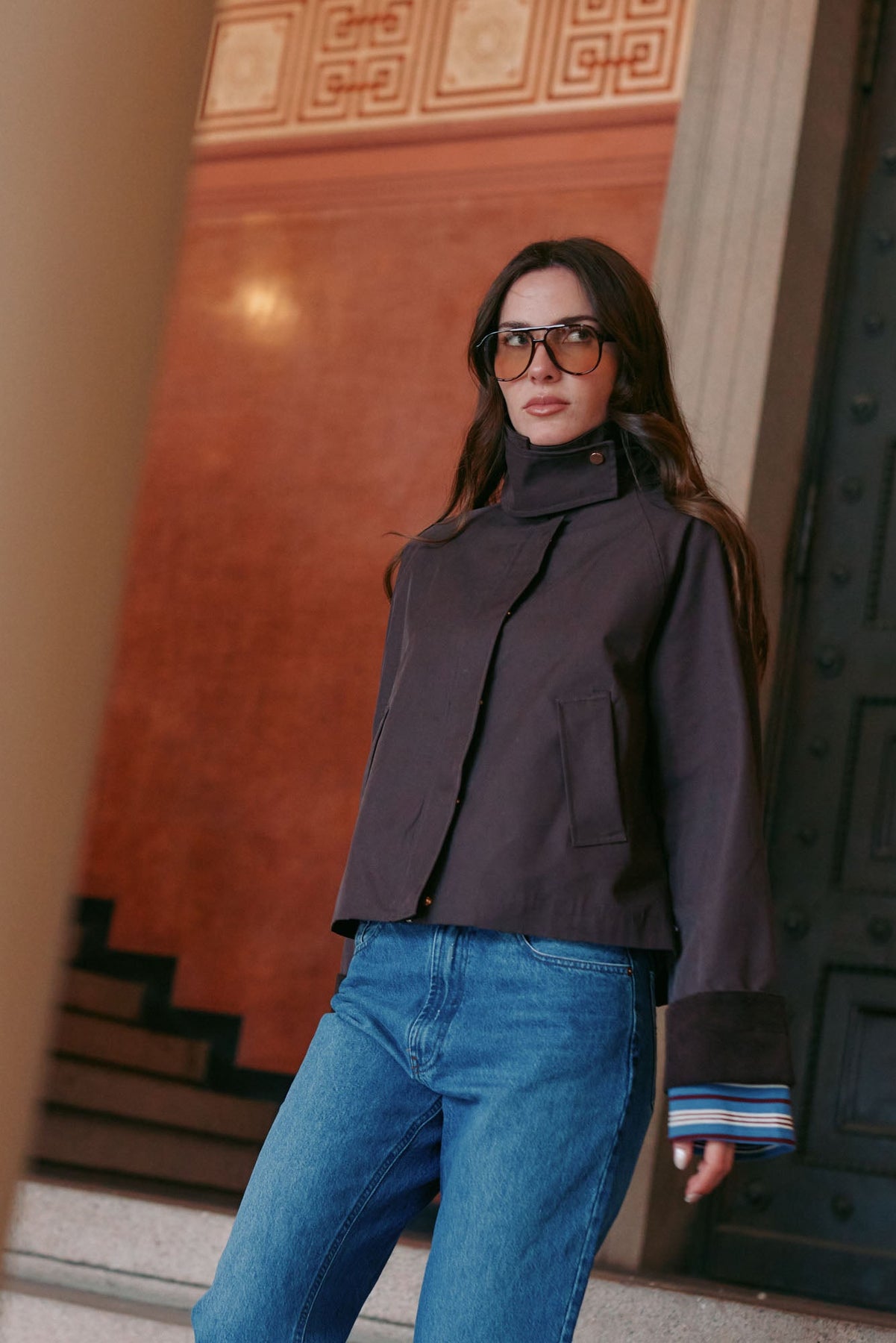 Fiona Country Solid Jacket - Brown