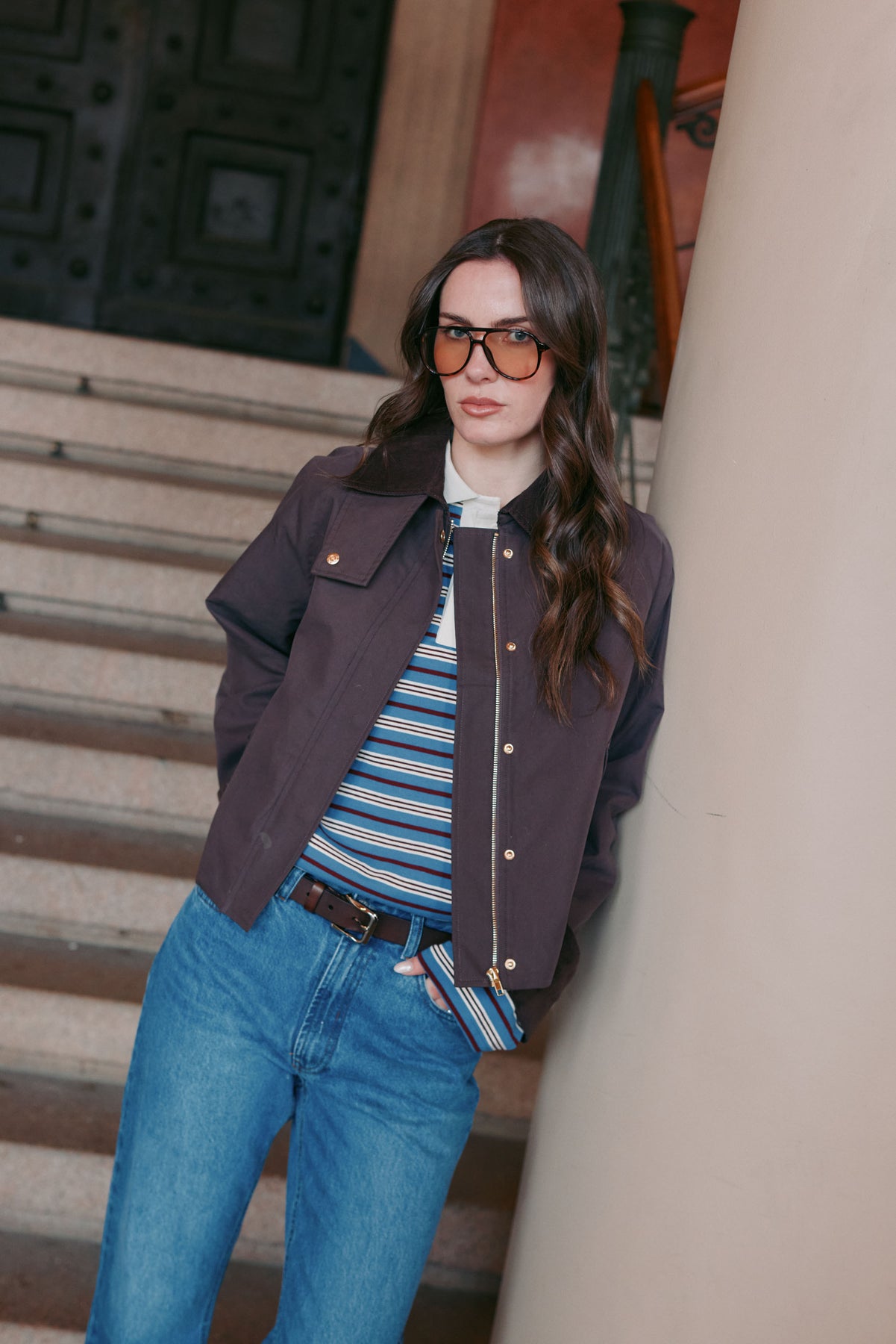 Fiona Country Solid Jacket - Brown