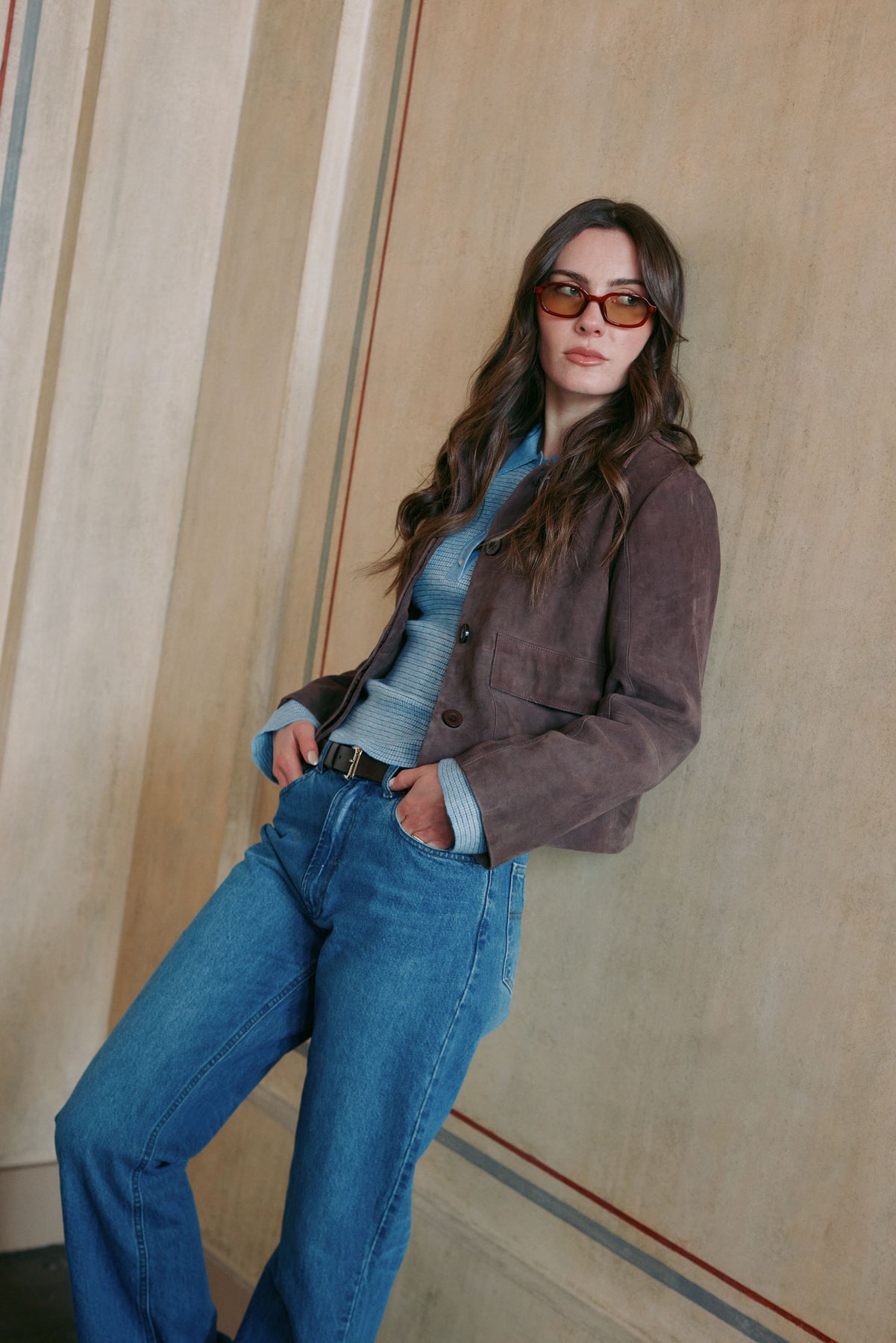 Ruth Suede Leather Jacket - Brown