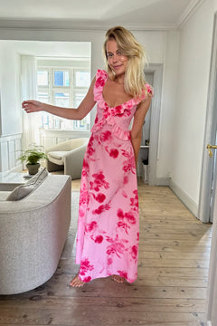 Melbaic Dress - Abstract Pink Flower Print