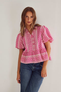 Lorraine Blouse - Pink Sugar Combo