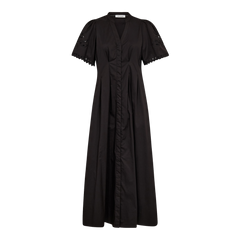 Poppycc Emb Pleat Dress - Black