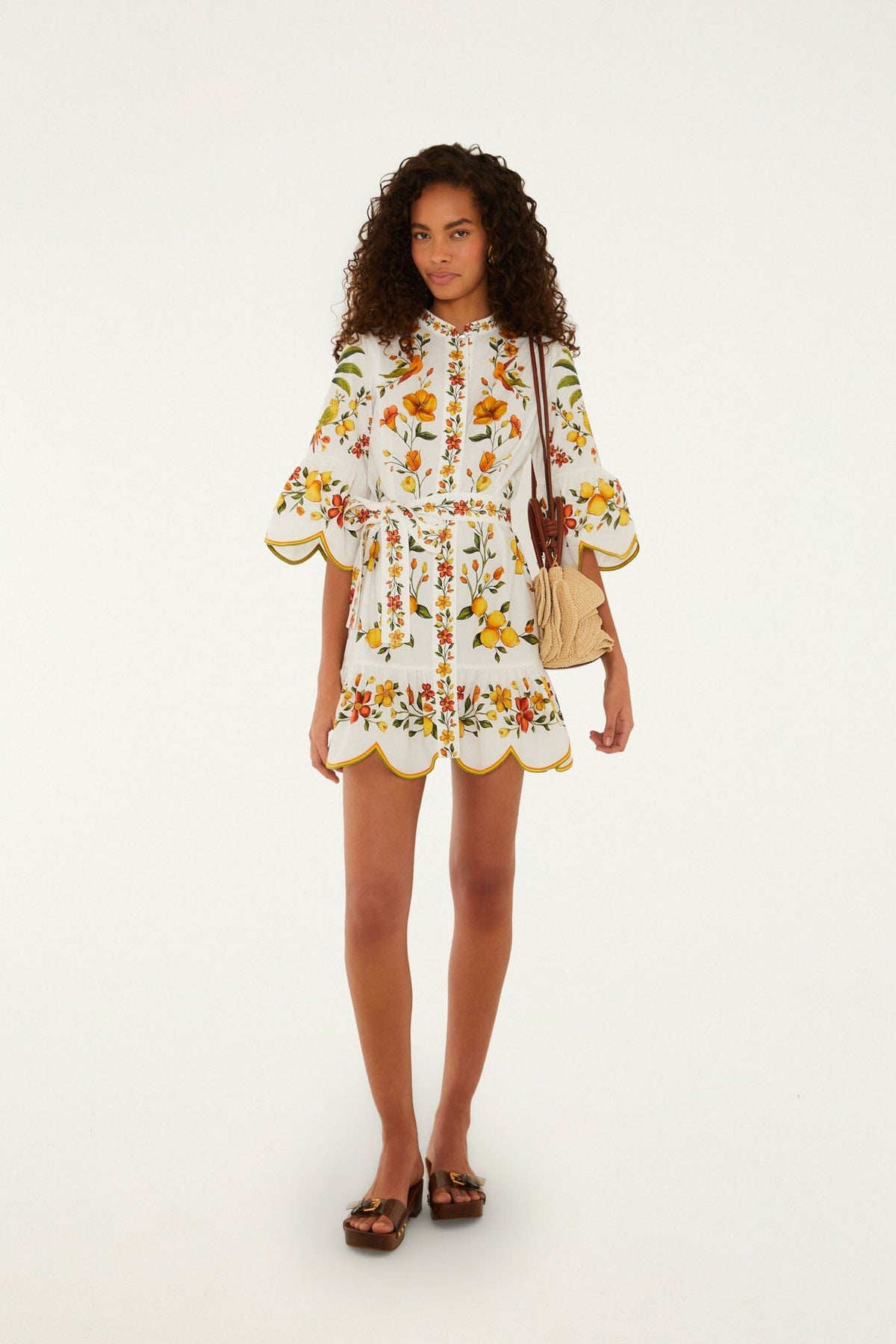 Mini Dress - Lemon Bouquet Off-White