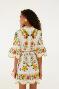 Mini Dress - Lemon Bouquet Off-White