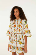 Mini Dress - Lemon Bouquet Off-White