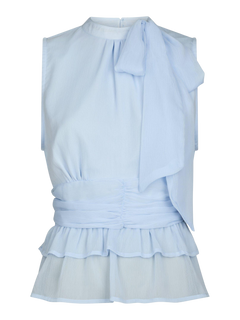 Ansol Solid Chiffon Top - Light Blue