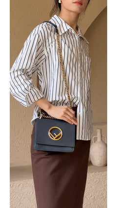 Fendi Kan I Shoulder Bag - Dark Blue