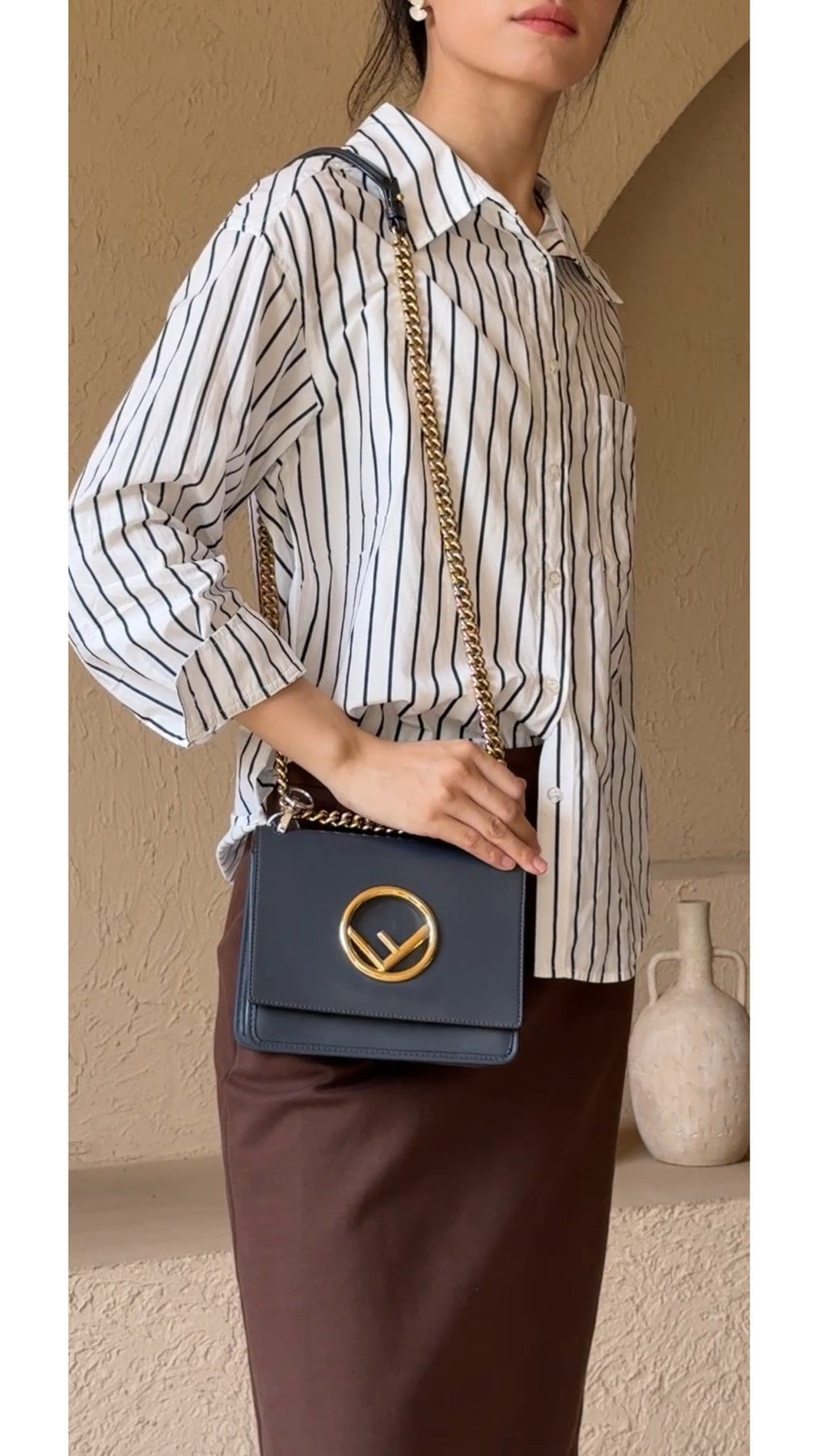 Fendi Kan I Shoulder Bag - Dark Blue