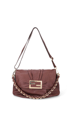 Fendi Mia Baguette Leather Shoulder Bag - Brown