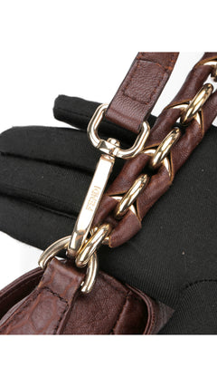 Fendi Mia Baguette Leather Shoulder Bag - Brown