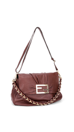 Fendi Mia Baguette Leather Shoulder Bag - Brown