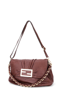 Fendi Mia Baguette Leather Shoulder Bag - Brown