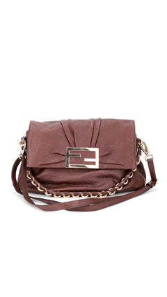 Fendi Mia Baguette Leather Shoulder Bag - Brown