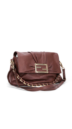 Fendi Mia Baguette Leather Shoulder Bag - Brown