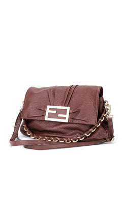 Fendi Mia Baguette Leather Shoulder Bag - Brown