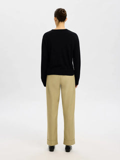 Thea Ls Knit Merino O-Neck - Black