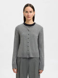 Thea Ls Knit Merino Cardigan - Medium Grey Melange