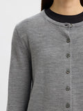 Thea Ls Knit Merino Cardigan - Medium Grey Melange