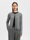 Thea Ls Knit Merino Cardigan - Medium Grey Melange