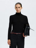 Ingrid Ls Knit Wool Blend Roll Neck - Black