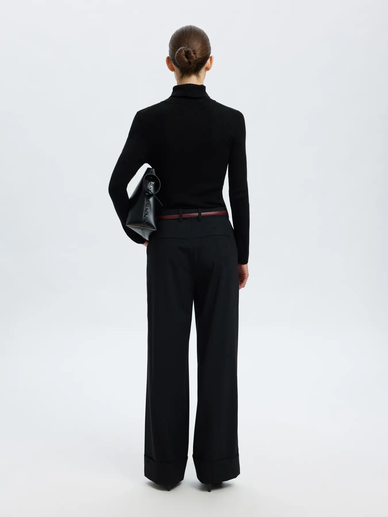 Ingrid Ls Knit Wool Blend Roll Neck - Black
