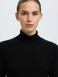 Ingrid Ls Knit Wool Blend Roll Neck - Black