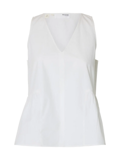 Blair Sl V-Neck Peplum Top - Bright White
