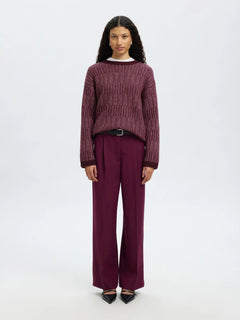 Alva Ls Knit Stripe O-Neck - Fig