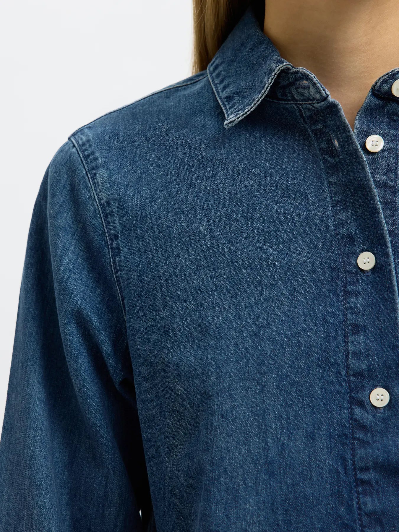 Bea Noa Ls Regular Shirt - Medium Blue Denim