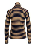 Slim Striped Rib Turtleneck - Caramel Beige