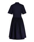 Ctn Pleated Ss Shirt Dress - Evening Blue