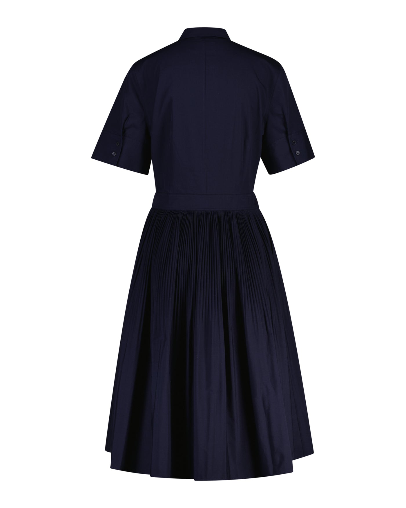 Ctn Pleated Ss Shirt Dress - Evening Blue