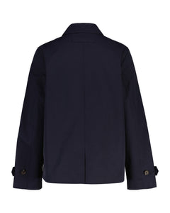 Short Cotton Blend Car Coat - Evening Blue