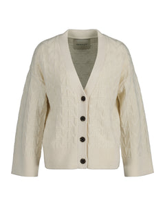 Herringbone V-Neck Cardigan - Cream