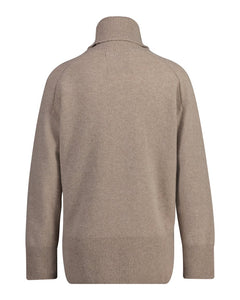 Herringbone Detail Rollneck - Warm Grey