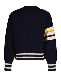 Gant Varsity Knitted Jacket - Evening Blue