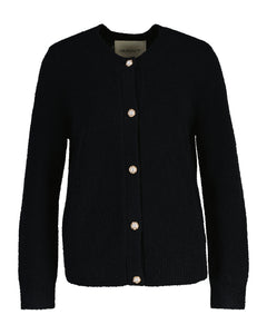 Boucle C-Neck Cardigan - Black