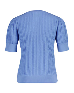 Cotton Cable Ss Cardigan - Hydrangea Blue