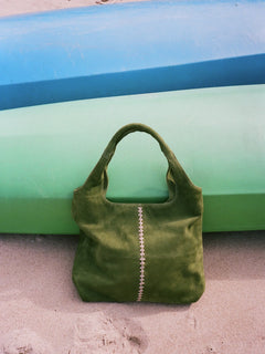 Suede Clea Crochet Bag - Banana Palm Green