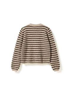 N-Mertice Knit Cardigan - Brown Sand Stripe