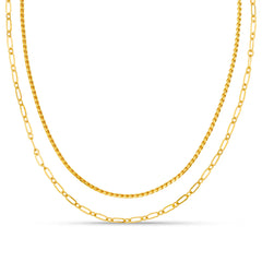Open Link Chain 2-Row Necklace - Gold