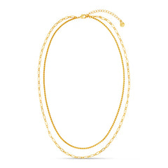 Open Link Chain 2-Row Necklace - Gold