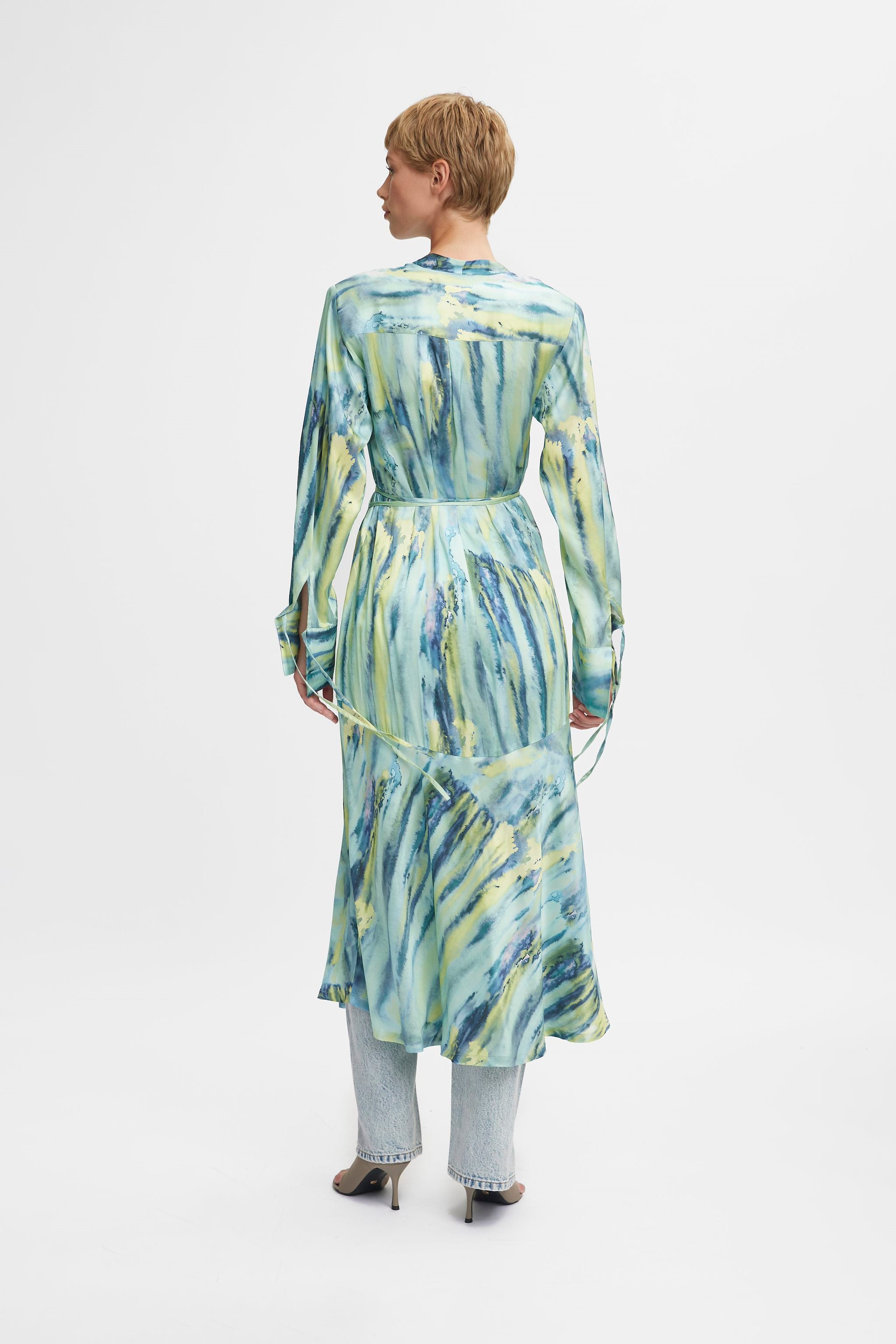 WaleryGZ P Wrap Dress - Green Aqua Art