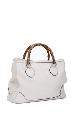Gucci Bamboo Handle Tote Bag - Cream