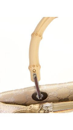 Gucci Monogram Bamboo Handle Tote Bag - Beige